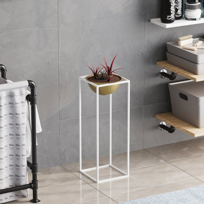 Aberto Design Maceta Decorativa GED-021-C Blanco y Dorado Aberto Design Maceta Decorativa GED-021-C Blanco y Dorado